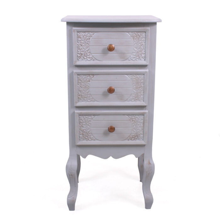 Cassettiera Giulia 3 cassetti in MDF e legno di pino grigio 40X30H82 cm - immagine 7