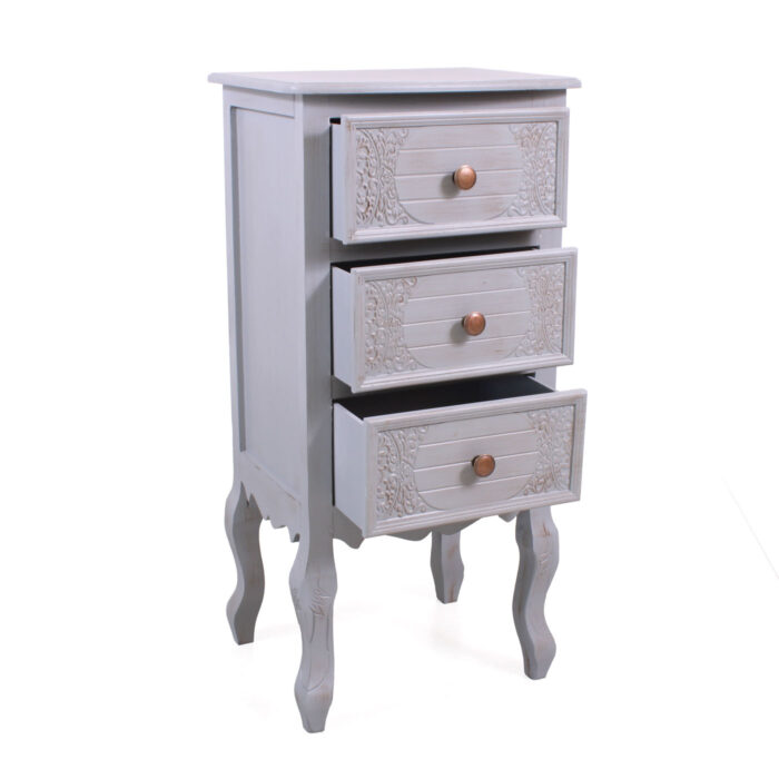Cassettiera Giulia 3 cassetti in MDF e legno di pino grigio 40X30H82 cm - immagine 6