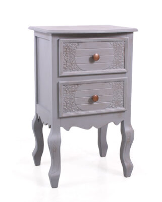 Cassettiera Giulia 2 cassetti in MDF e legno di pino grigio 40X30H64 CM