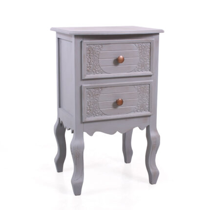 Cassettiera Giulia 2 cassetti in MDF e legno di pino grigio 40X30H64 CM