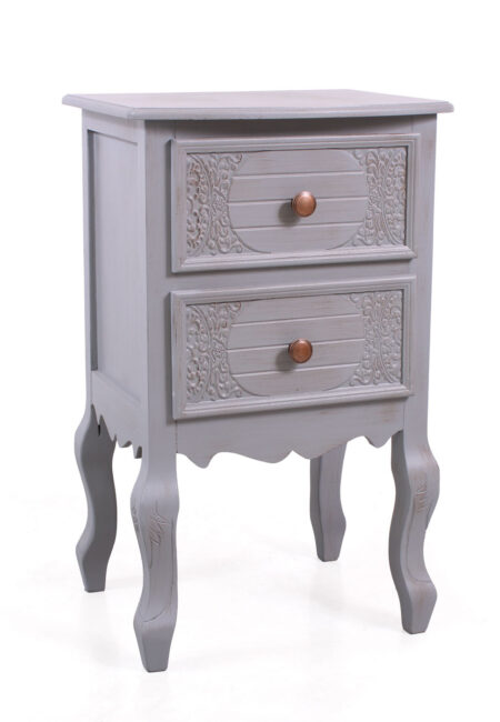 Cassettiera Giulia 2 cassetti in MDF e legno di pino grigio 40X30H64 CM