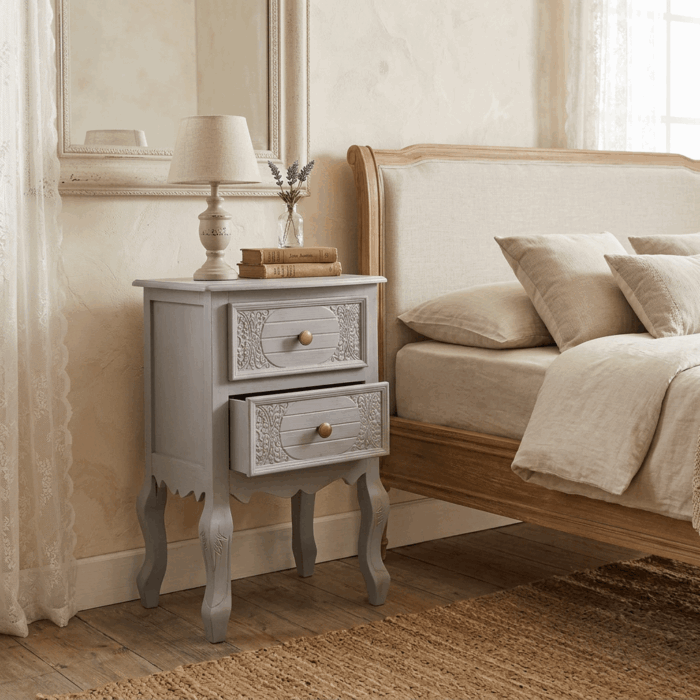 Cassettiera Giulia 2 cassetti in MDF e legno di pino grigio 40X30H64 cm - immagine 2