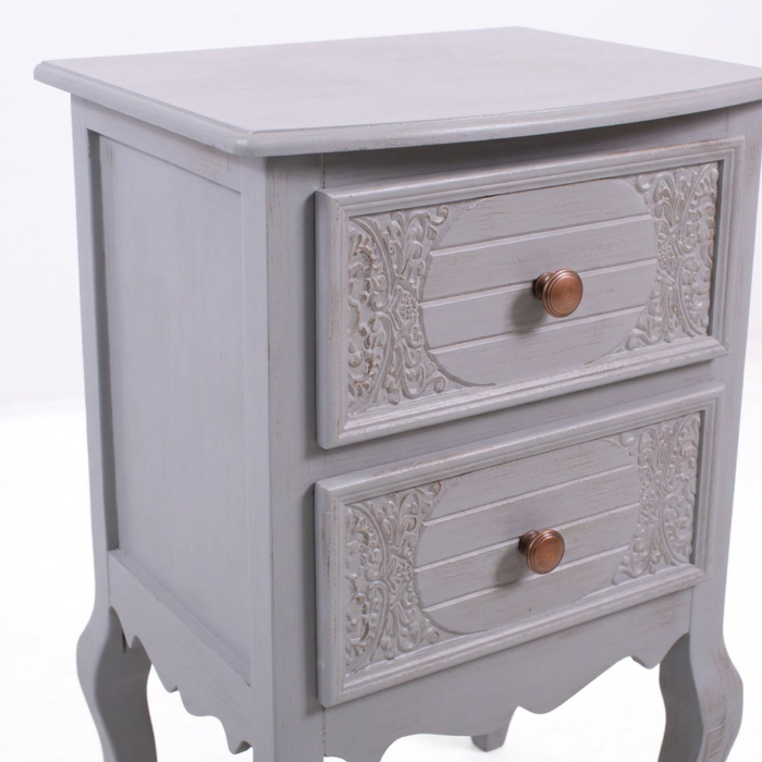 Cassettiera Giulia 2 cassetti in MDF e legno di pino grigio 40X30H64 cm - immagine 9