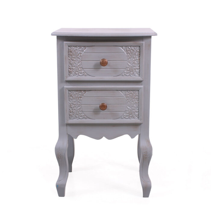 Cassettiera Giulia 2 cassetti in MDF e legno di pino grigio 40X30H64 cm - immagine 7