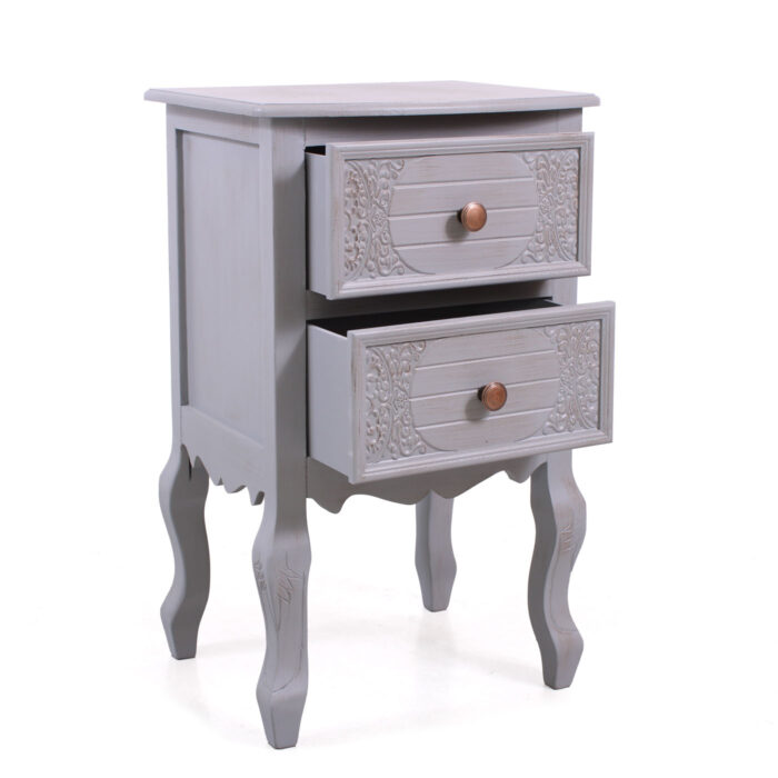 Cassettiera Giulia 2 cassetti in MDF e legno di pino grigio 40X30H64 cm - immagine 6