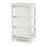 Cassettiera Bianca in Legno di Abete con 3 Cassetti 38x28x68 cm